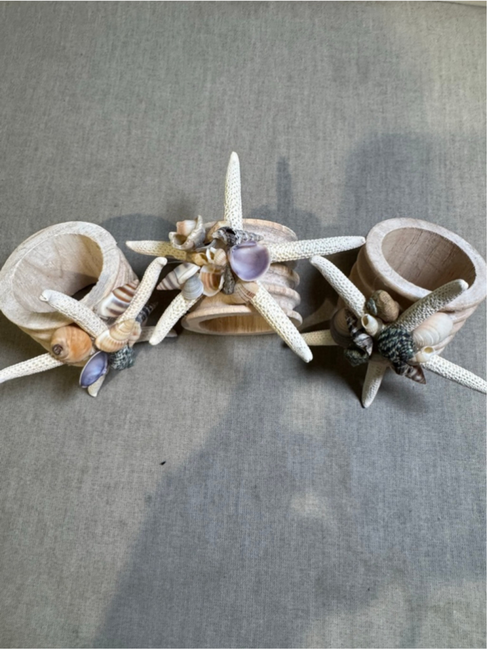 Unbranded Nautical Beach Seashell Starfish Napkin Rings Set of 3
